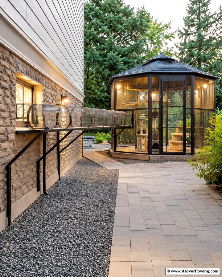 Tunnel Connected Catio - 25 Outdoor Catio Ideas for Your Feline Friends