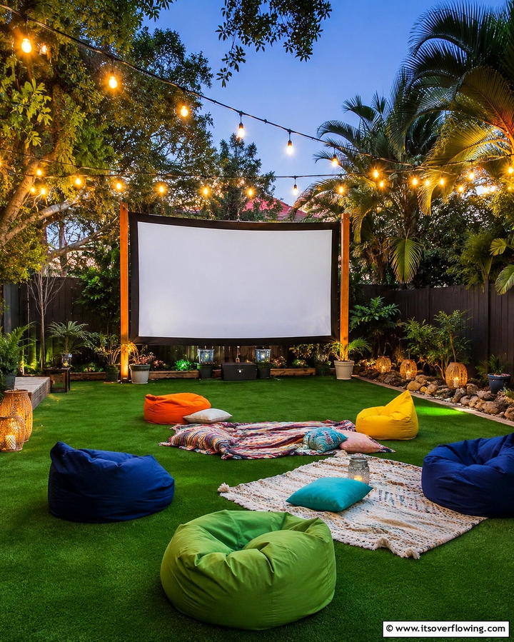 Turf Backyard Theater - 25 Backyard Turf Ideas for a Low-Maintenance Lawn