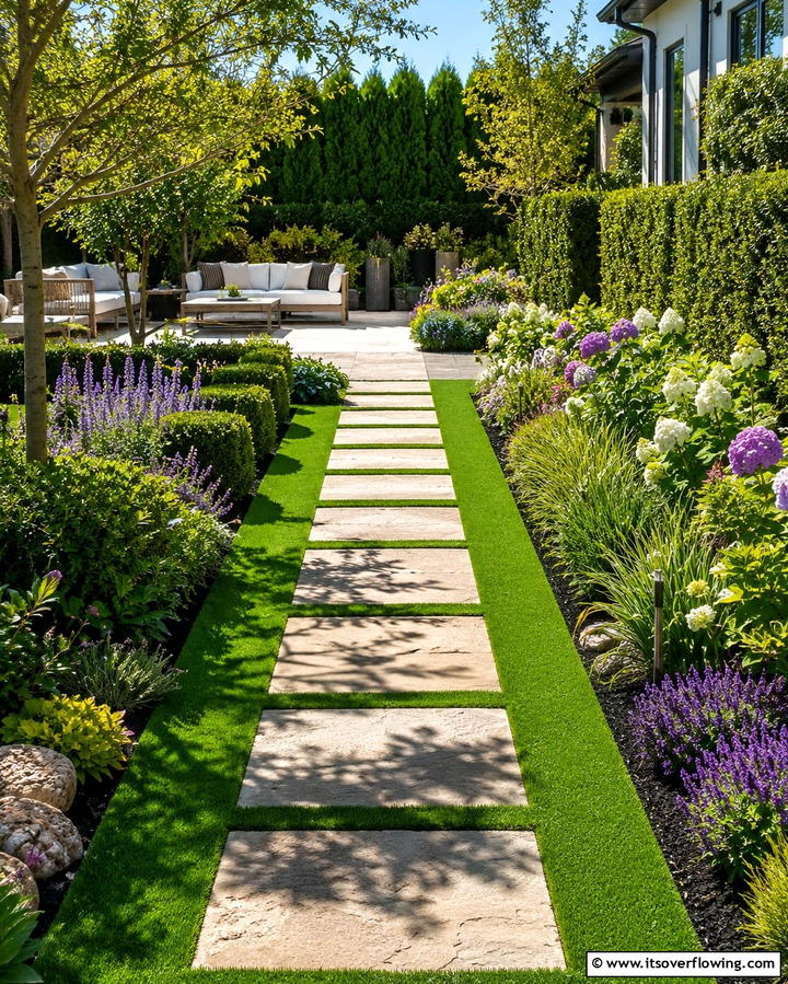 Turf Lined Pathways - 25 Backyard Turf Ideas for a Low-Maintenance Lawn