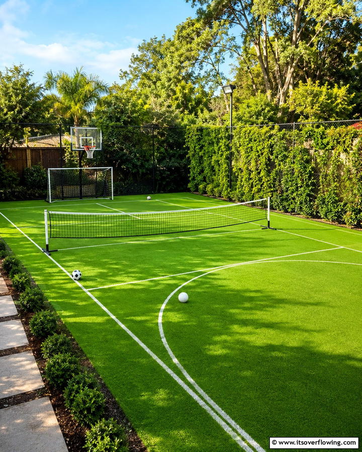 Turf Sports Court - 25 Backyard Turf Ideas for a Low-Maintenance Lawn