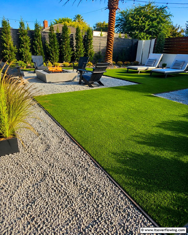 Turf and Gravel Combination - 25 Backyard Turf Ideas for a Low-Maintenance Lawn