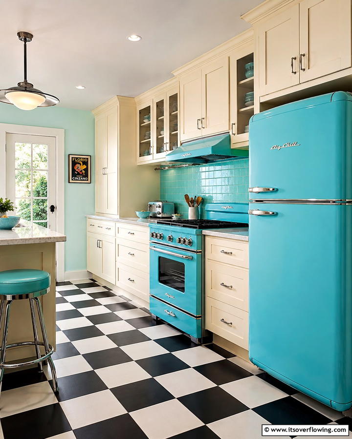 Turquoise Appliances for a Retro Chic Look - 25 Stylish Kitchen With Colored Appliances Ideas