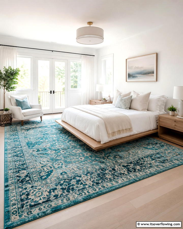 Turquoise Area Rug - 20 Turquoise Bedroom Ideas for a Fresh and Calming Space