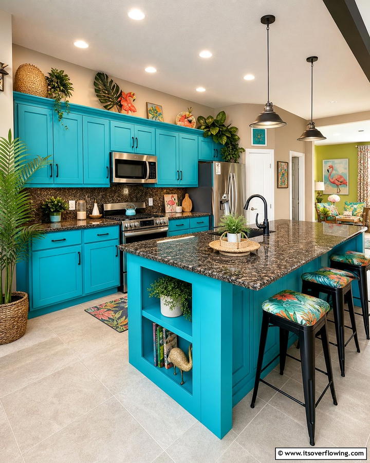 Turquoise Cabinets with Espresso Brown Granite - 20 Blue Kitchen Cabinets With Brown Granite Countertops