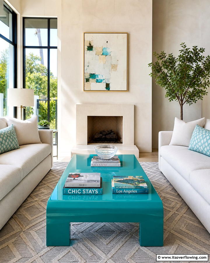 Turquoise Coffee Table - 25 Turquoise Living Room Ideas for a Fresh Look