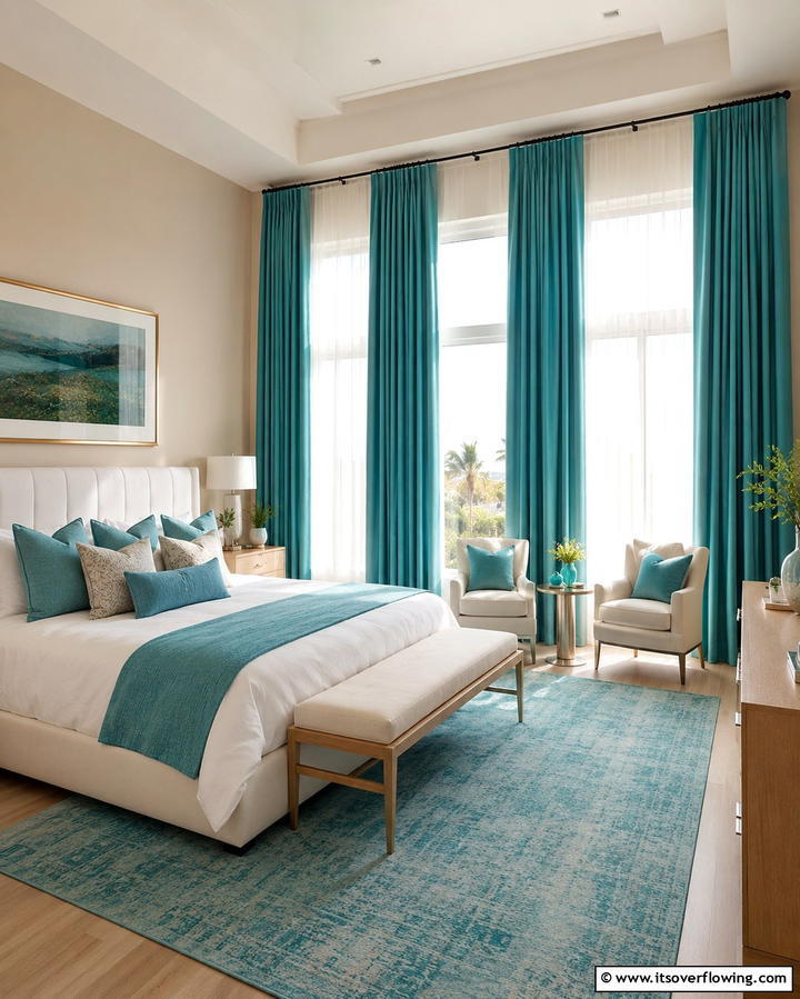 Turquoise Curtains or Drapes - 20 Turquoise Bedroom Ideas for a Fresh and Calming Space