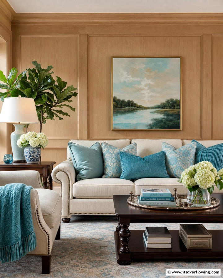 Turquoise Cushions - 25 Turquoise Living Room Ideas for a Fresh Look