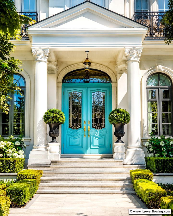 Turquoise Double Doors - 20 Turquoise Front Door Ideas for a Pop of Color
