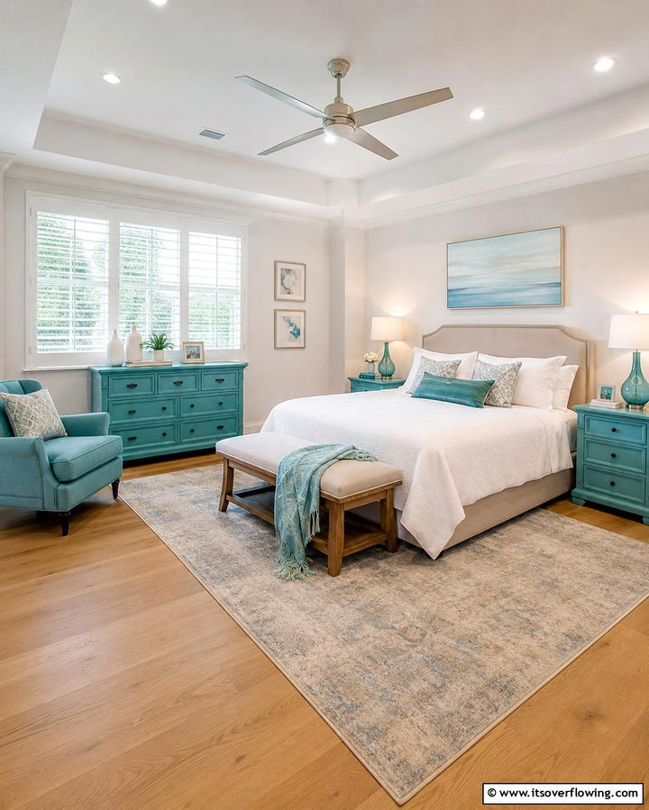 Turquoise Furniture Accents - 20 Turquoise Bedroom Ideas for a Fresh and Calming Space