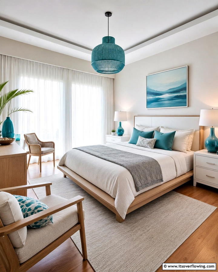 Turquoise Lamps and Lighting - 20 Turquoise Bedroom Ideas for a Fresh and Calming Space