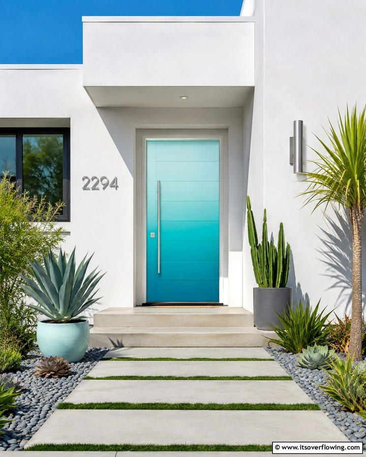 Turquoise Ombre Effect - 20 Turquoise Front Door Ideas for a Pop of Color