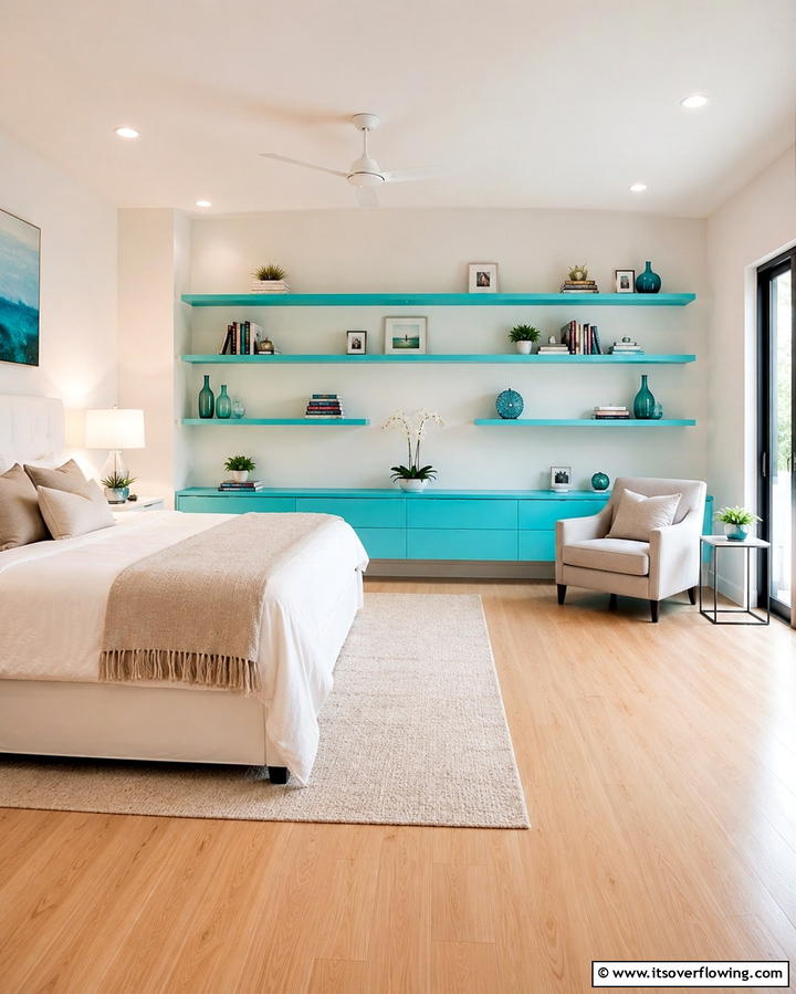 Turquoise Shelving Units - 20 Turquoise Bedroom Ideas for a Fresh and Calming Space