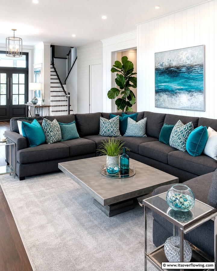 Turquoise Throw Pillows - 25 Turquoise Living Room Ideas for a Fresh Look