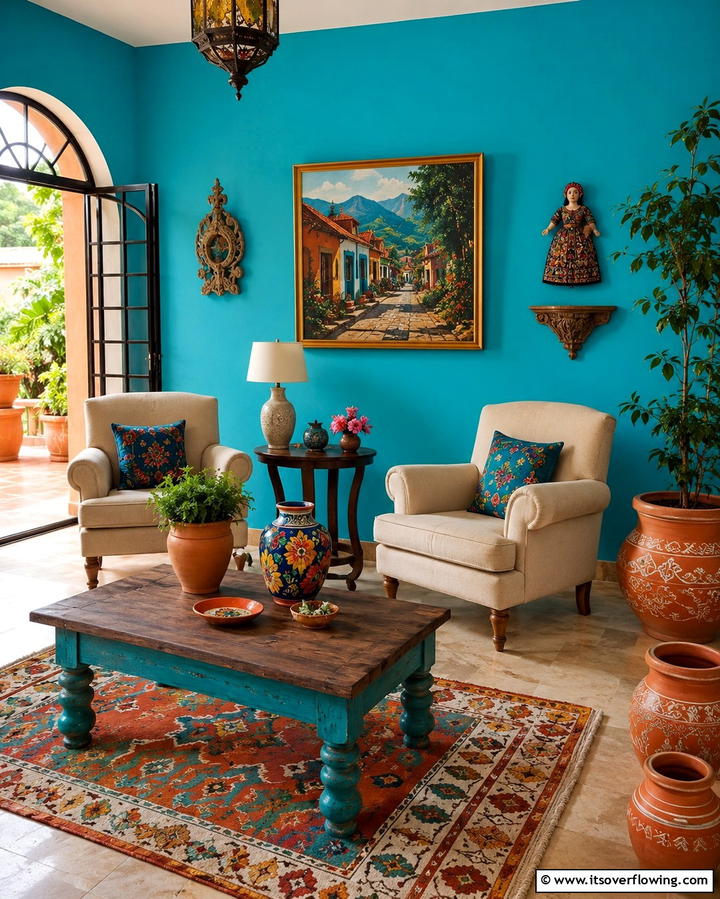 Turquoise Vibrancy - 25 Mexican Interior Paint Colors for a Vibrant and Authentic Home