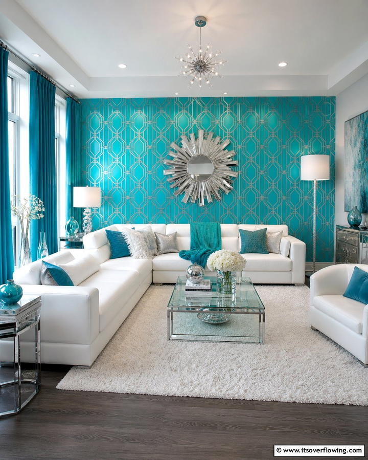 Turquoise Wallpaper - 25 Turquoise Living Room Ideas for a Fresh Look