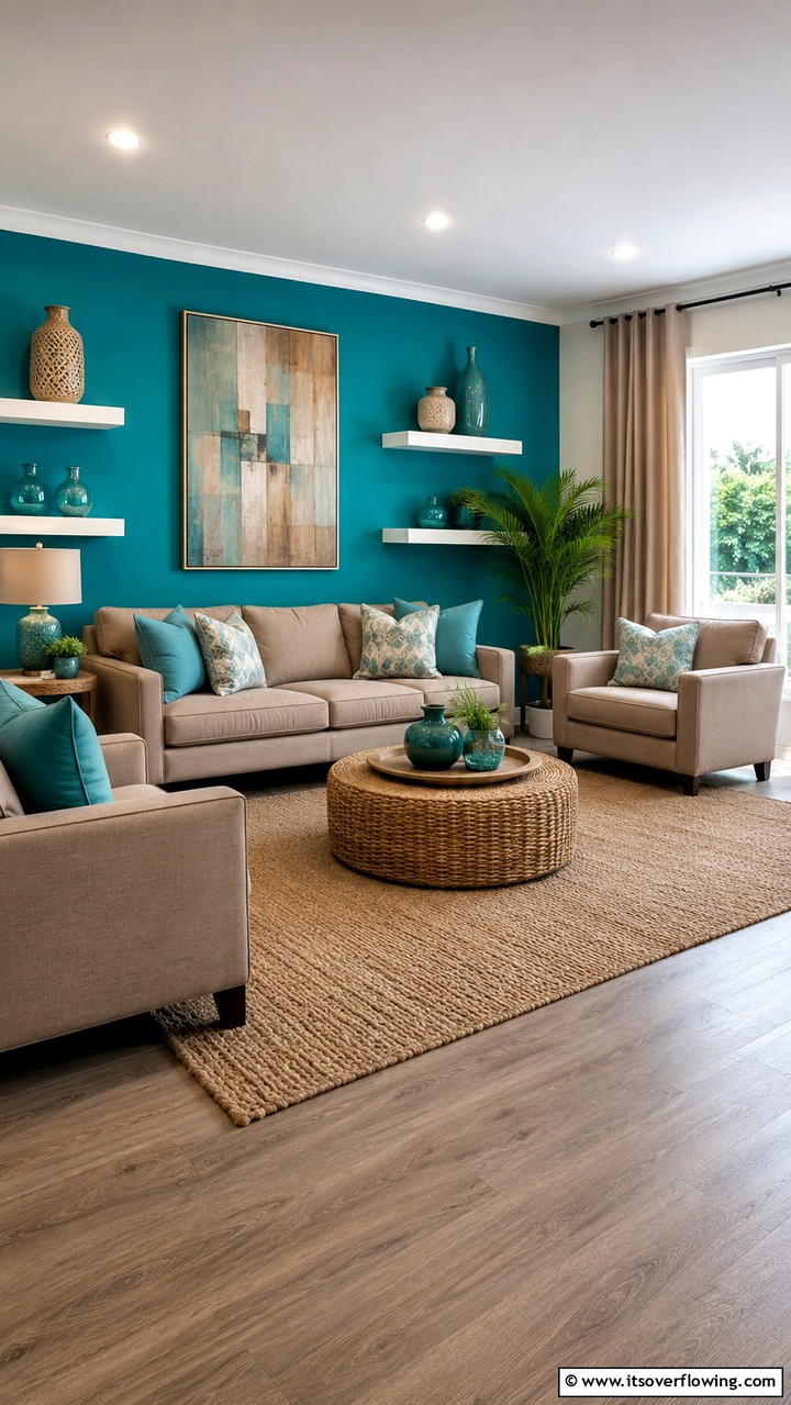 Turquoise and Warm Taupe - 21 Two Colour Combinations for a Vibrant Living Room