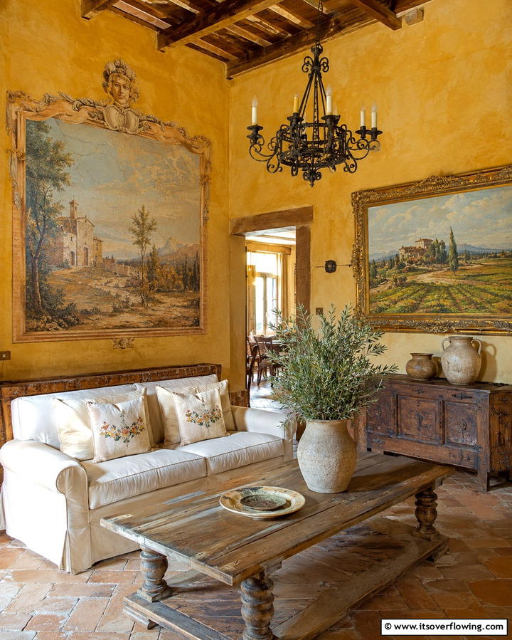 Tuscan Inspired Artwork - 20 Tuscan Living Room Ideas for a Cozy Feel