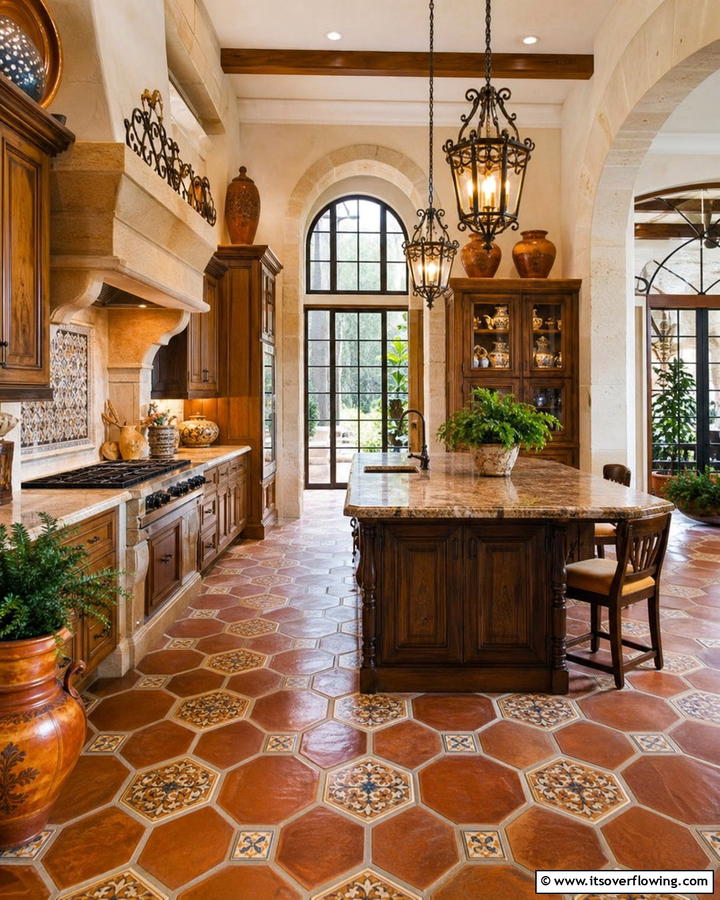 Tuscan Tile Flooring - 30 Tuscan Kitchen Ideas for Warm Rustic Mediterranean Vibes