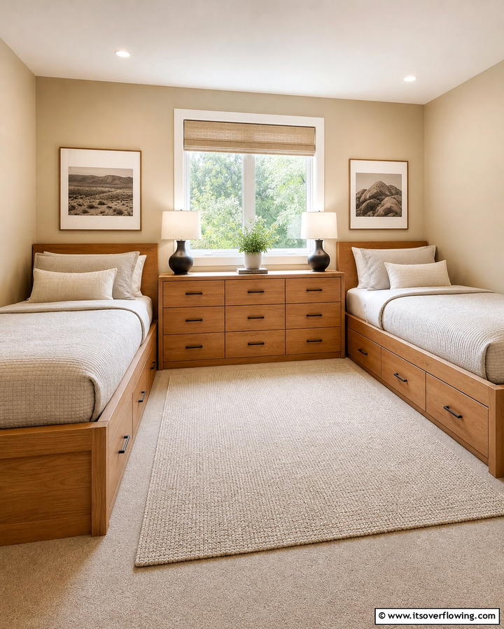 Twin Beds with Built In Storage - 25 Twin Bedroom Ideas for Shared Spaces