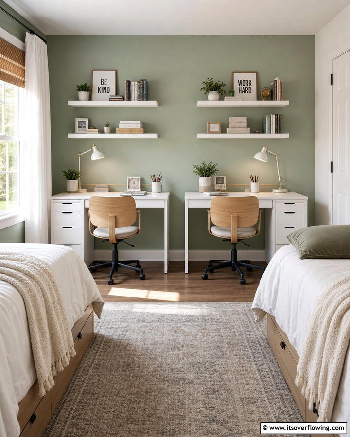 Twin Desks for Study Areas - 25 Twin Bedroom Ideas for Shared Spaces