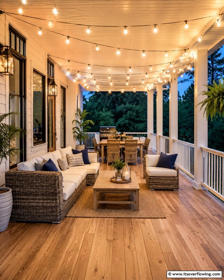 Twinkling String Lights - 25 Rustic Porch Ideas to Create a Cozy Outdoor Retreat
