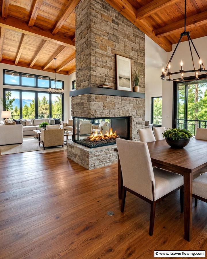 Two Sided Fireplace - 25 Rustic Fireplaces to Warm Up Your Living Space