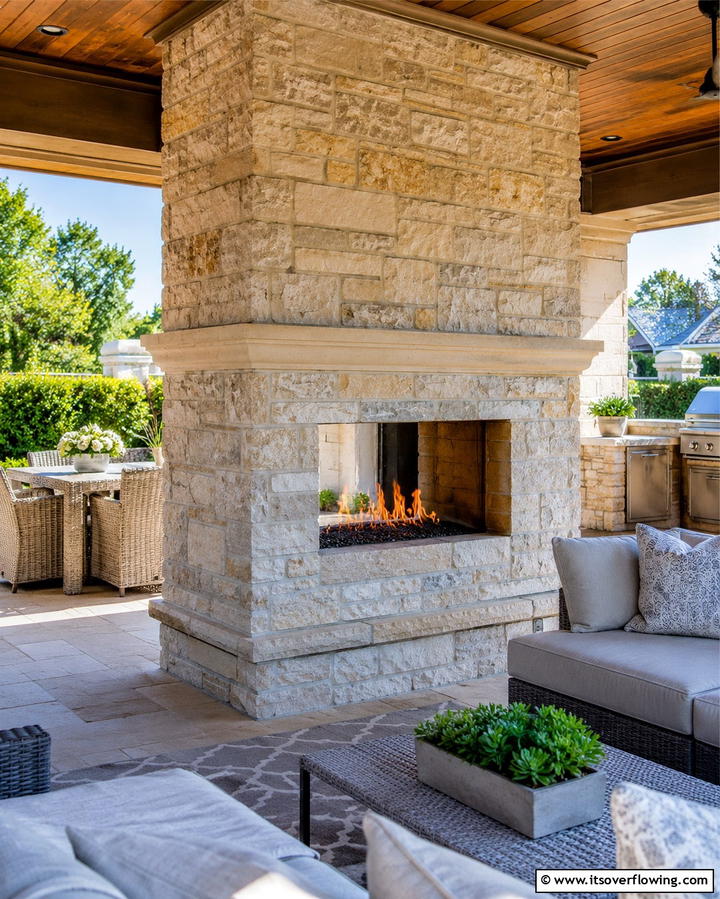 Two Sided Fireplace for Shared Spaces - 25 Outdoor Fireplace Ideas to Enhance Your Backyard