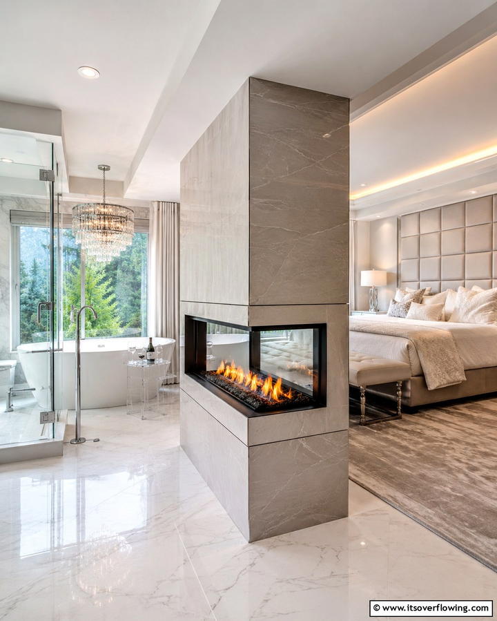 Two Sided Fireplaces - 30 Bedroom Fireplace Ideas for Cozy Warmth & Ambiance