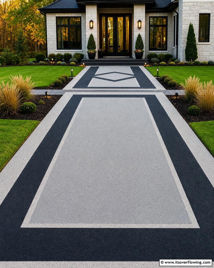 Two Tone Asphalt Design - 20 Asphalt Walkway Ideas for Durable Pathways