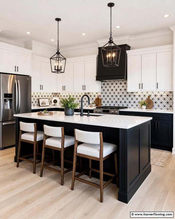 Two Tone Black and White Cabinets With White Countertops - 20 Black Kitchen Cabinets With White Countertops Ideas