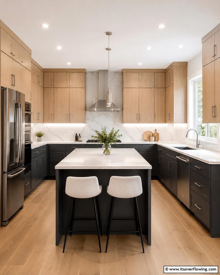 Two Tone Cabinet Design - 30 White Oak Cabinet Kitchen Ideas for Timeless Style