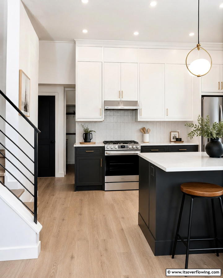 Two Tone Cabinetry - 20 Townhouse Kitchen Ideas for Small Spaces