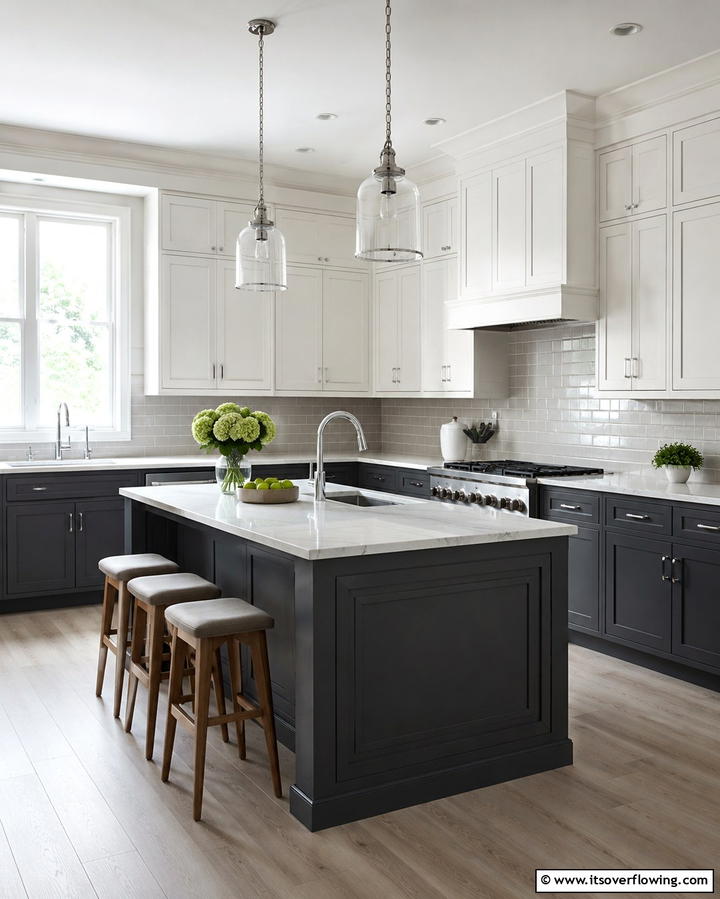 Two Tone Cabinets for Visual Interest - 25 Painting Kitchen Cabinet Ideas for a Fresh Look