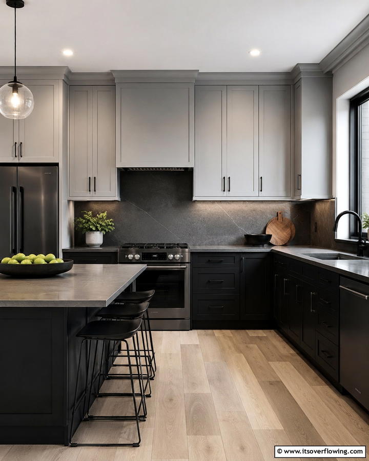 Two Tone Cabinets for a Modern Touch - 25 Gray and Black Kitchen Ideas for a Modern Look