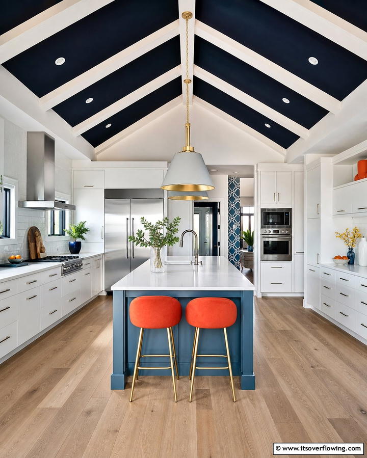 Two Tone Ceiling Design - 25 Vaulted Ceiling Kitchen Ideas for a Spacious Feel