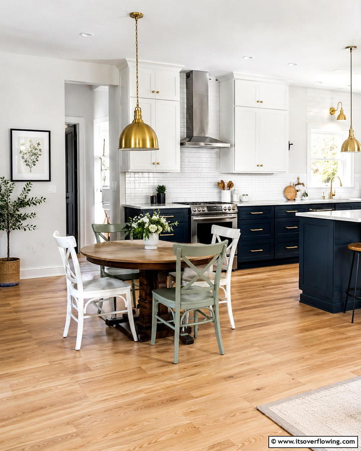 Two Tone Color Scheme - 25 Eat in Kitchen Ideas for a Cozy and Functional Dining Space