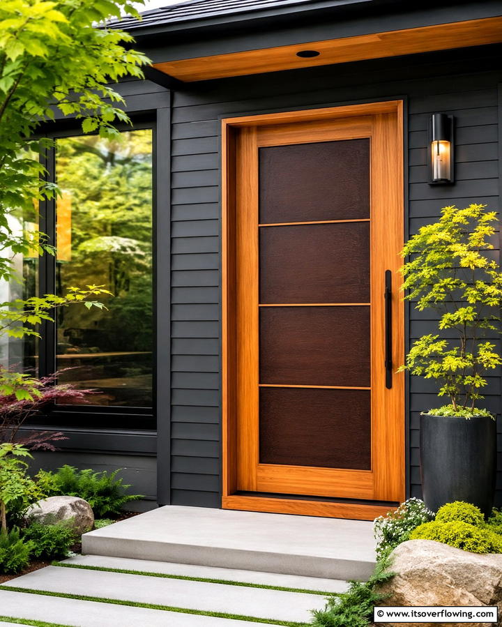 Two Tone Contrast - 25 Stained Front Door Ideas for Curb Appeal