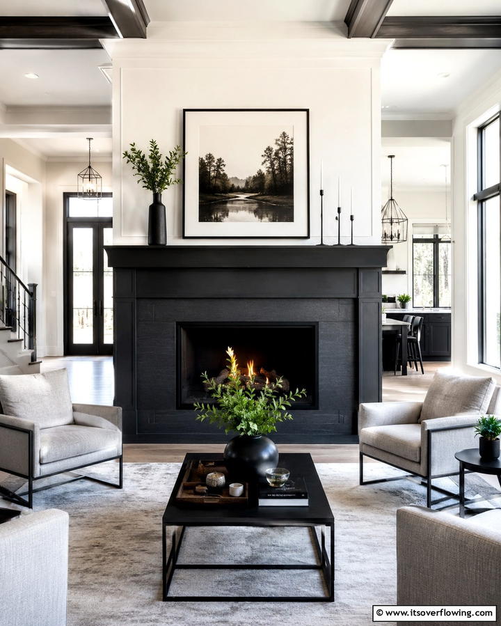 Two Tone Contrast - 30 Fireplace Wall Ideas to Transform Your Living Space