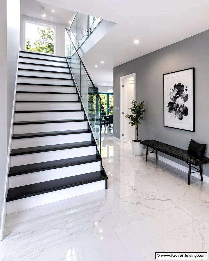 Two Tone Contrast - 25 Painted Stair Ideas to Transform Your Home