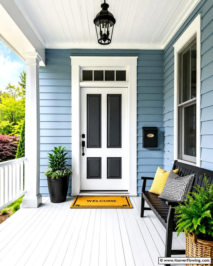 Two Tone Contrasting Door - 30 Farmhouse Front Door Ideas for Curb Appeal