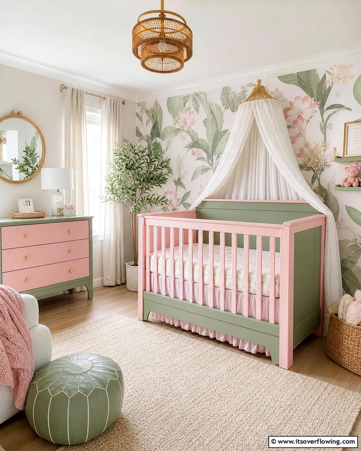 Two Tone Crib - 20 Pink and Green Nursery Ideas for a Sweet Retreat