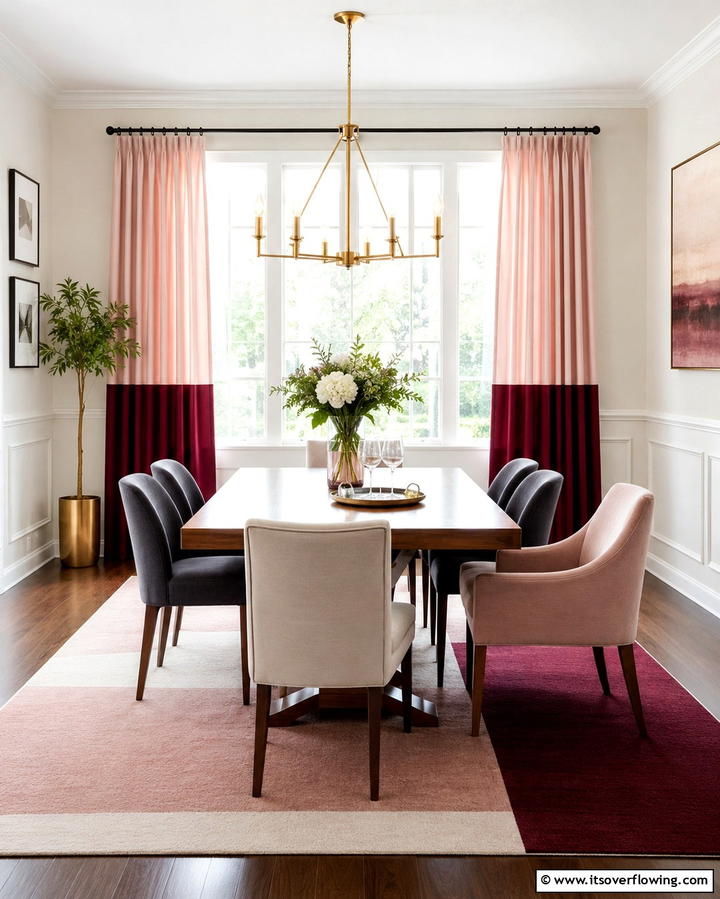 Two Tone Curtains for a Stylish Contrast - 25 Elegant Dining Room Curtain Ideas to Transform Your Space