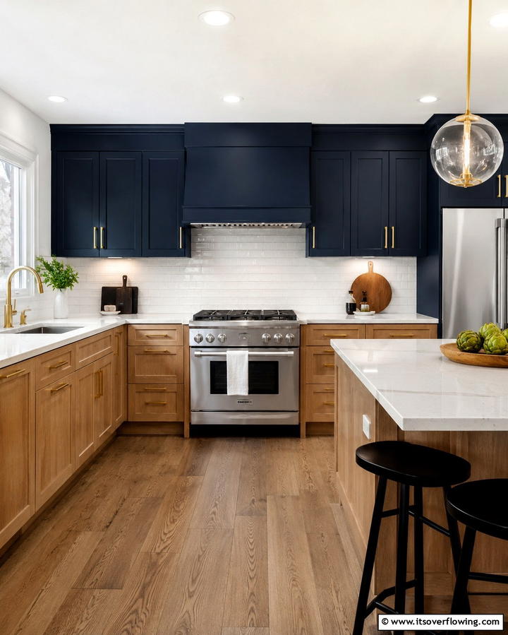 Two Tone Design with White Oak - 30 White Oak Cabinet Kitchen Ideas for Timeless Style