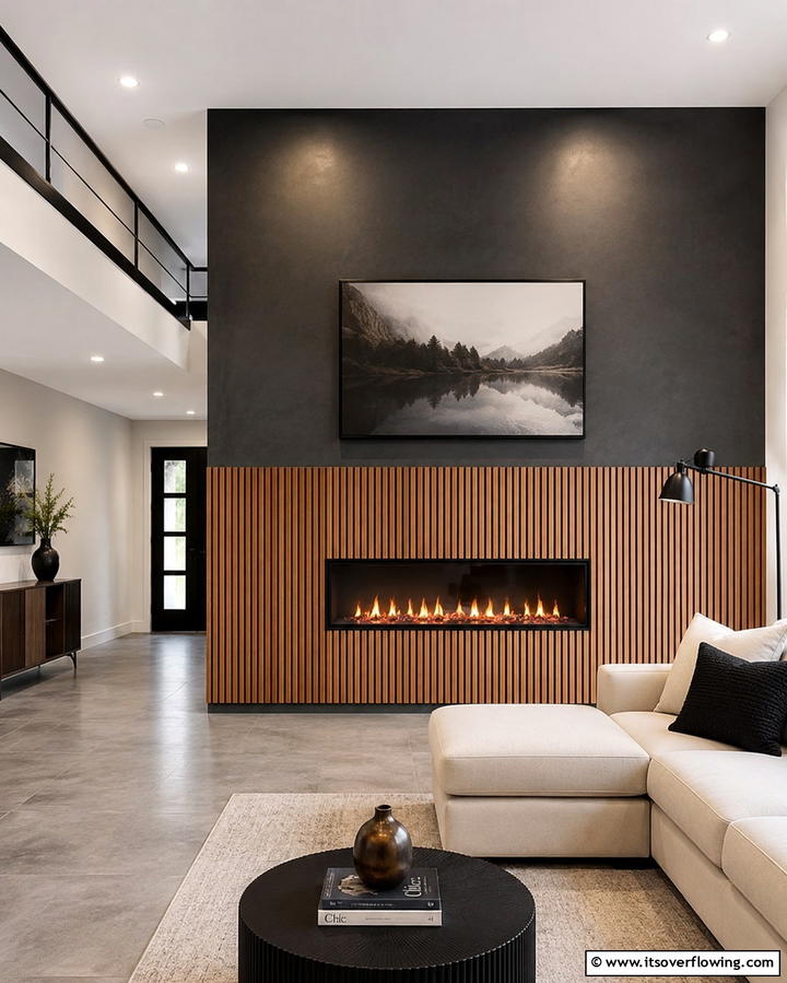 Two Tone Design - 25 Fireplace Accent Wall Ideas for a Stunning Focal Point