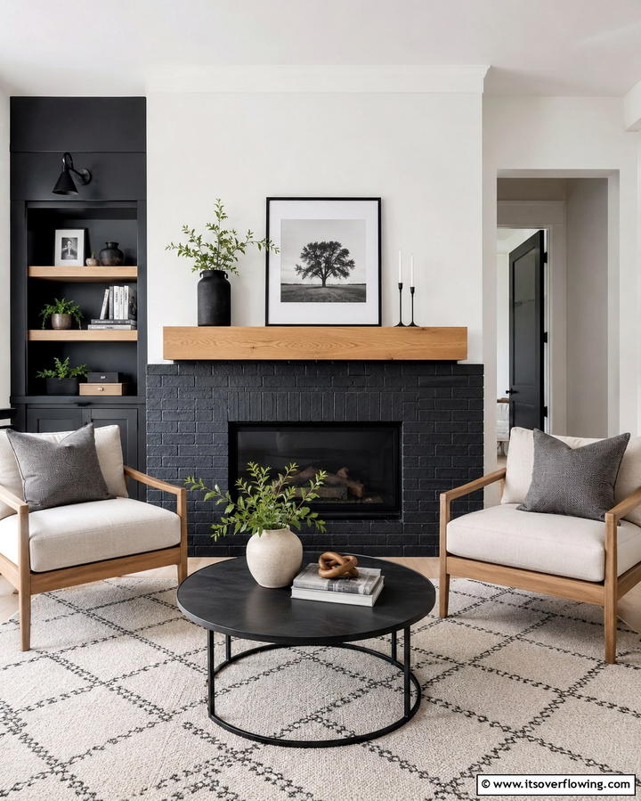 Two Tone Fireplace Design - 25 Cozy Living Room Fireplace Ideas for Warmth