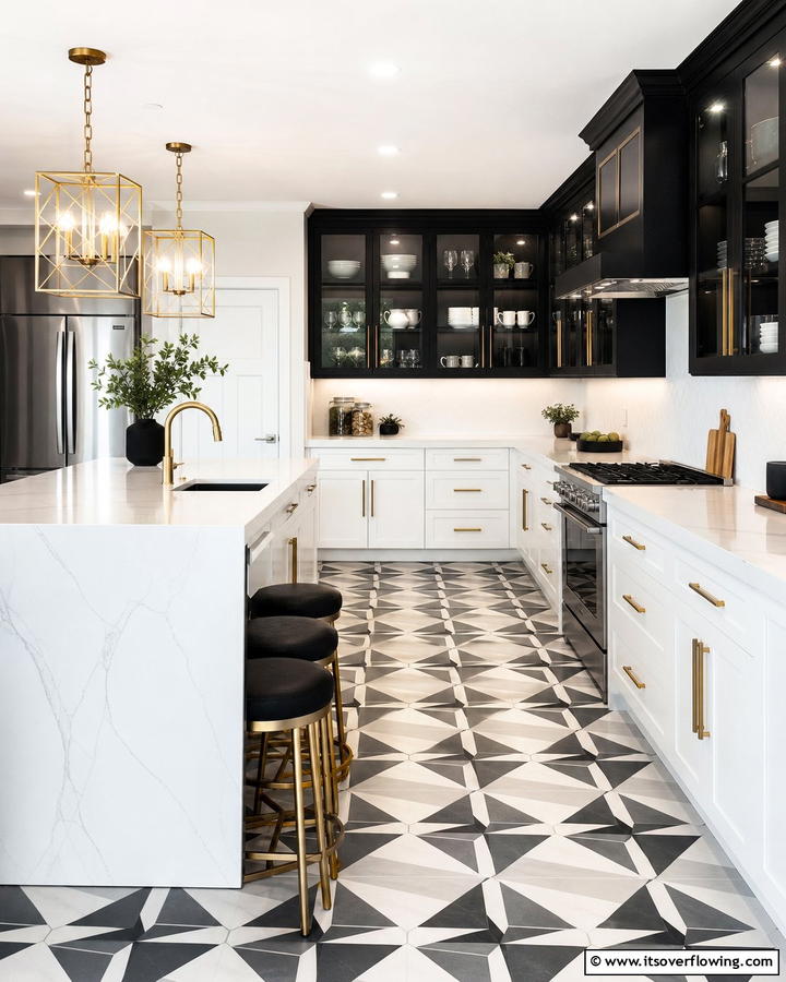 Two Tone Glass Cabinets - 20 Modern Style Glass Kitchen Cabinets for a Sleek Look
