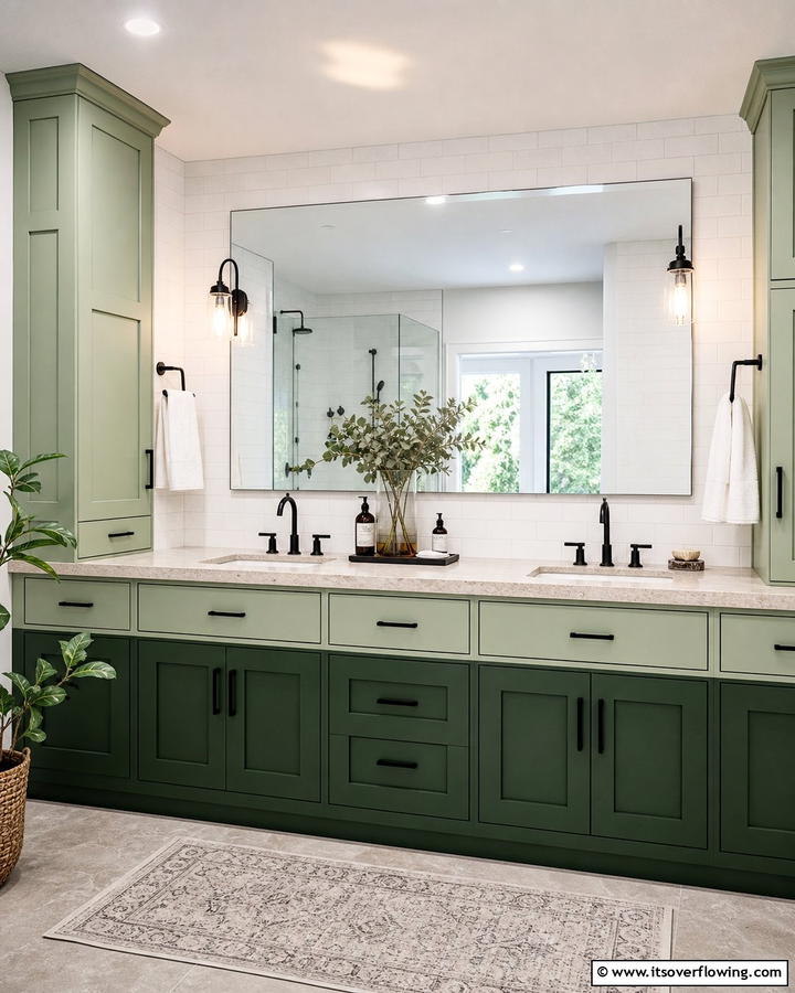 Two Tone Green Vanity - 20 Bathroom With Green Vanity Ideas for a Fresh Look
