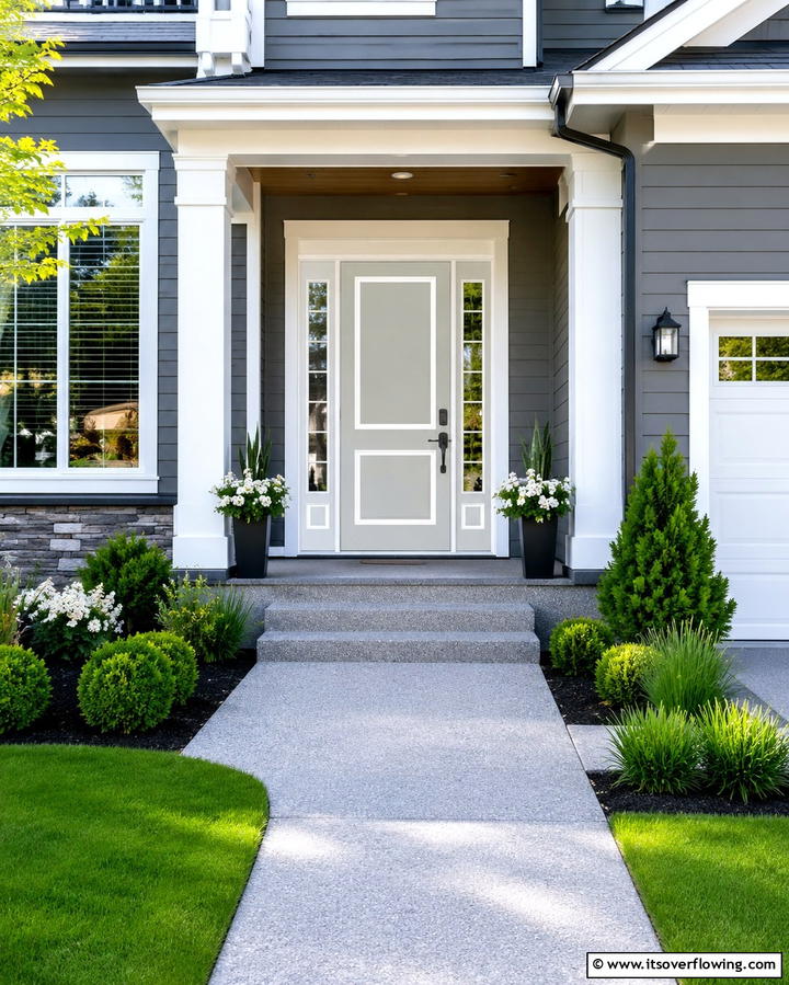 Two Tone Grey and White Door - 25 Grey Front Door Ideas for a Chic and Modern Entryway