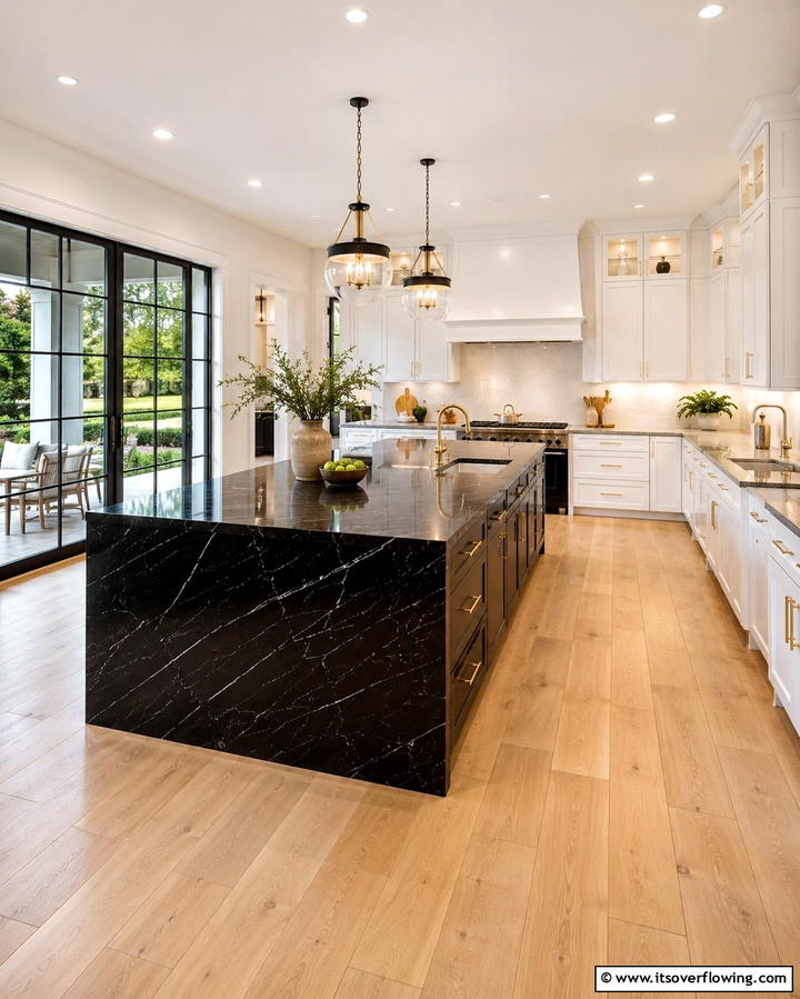 Two Tone Kitchens with Black Granite Countertops - 30 Sleek Black Granite Countertop Kitchen Designs for Luxury