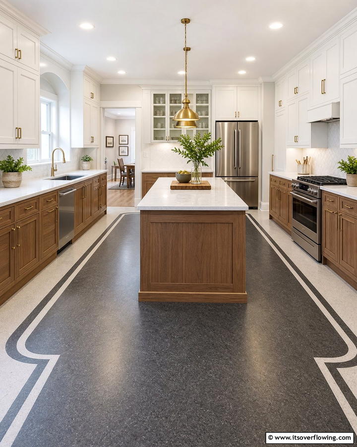 Two Tone Linoleum Designs - 20 Linoleum Kitchen Flooring Ideas for a Durable and Stylish Look